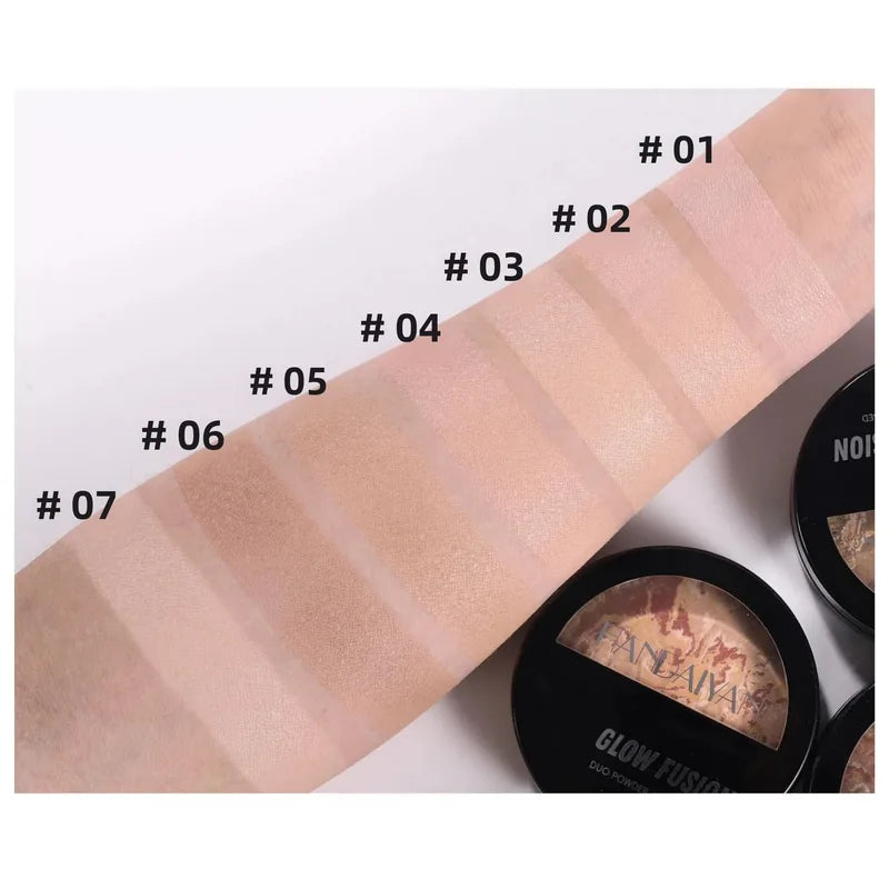 7 Colors Waterproof Matte Finishing Powder Foundation Compact Long Lasting Makeup Base