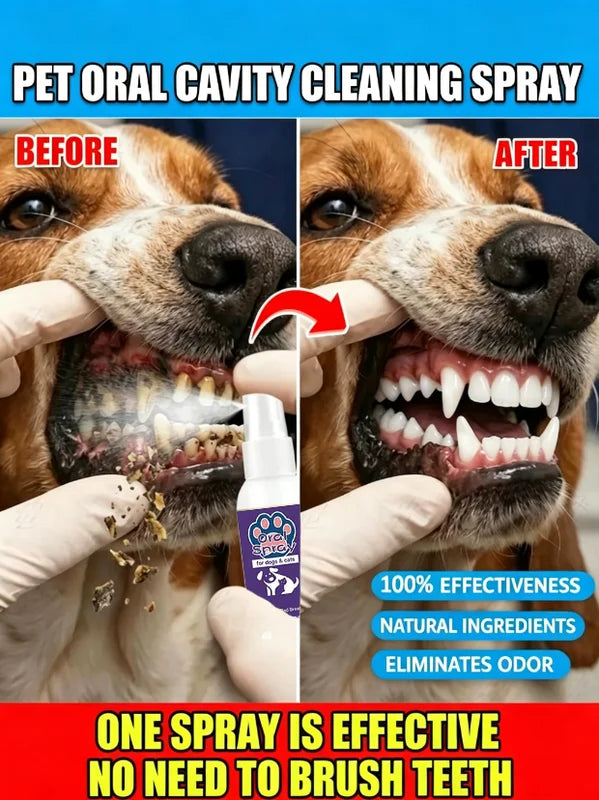 Pet Dental Spray for Dogs and Cats - Bad Breath & Tartar Control, Easy Application