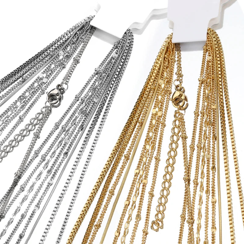 5pcs Stainless Steel Bead Chain Necklace Chains for DIY Jewelry Making