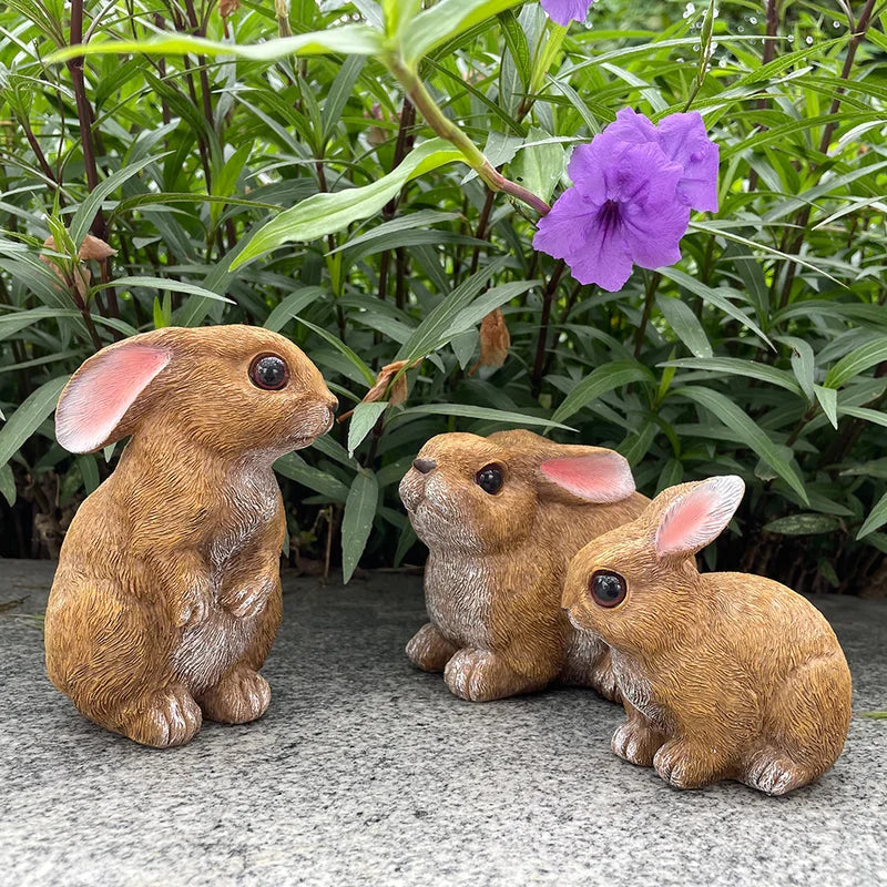 Outdoor Bunny Yard Decorations Set of 3 Garden Statues for Easter and Spring