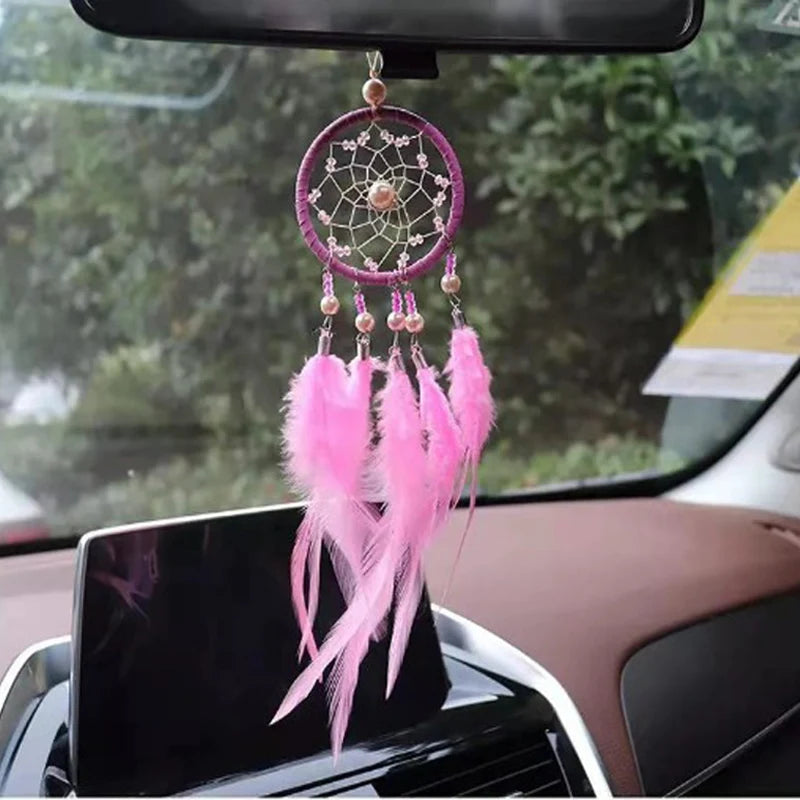 Hanging Dream Catcher Ornament for Car & Home Wall Decor - Feather Wind Chimes