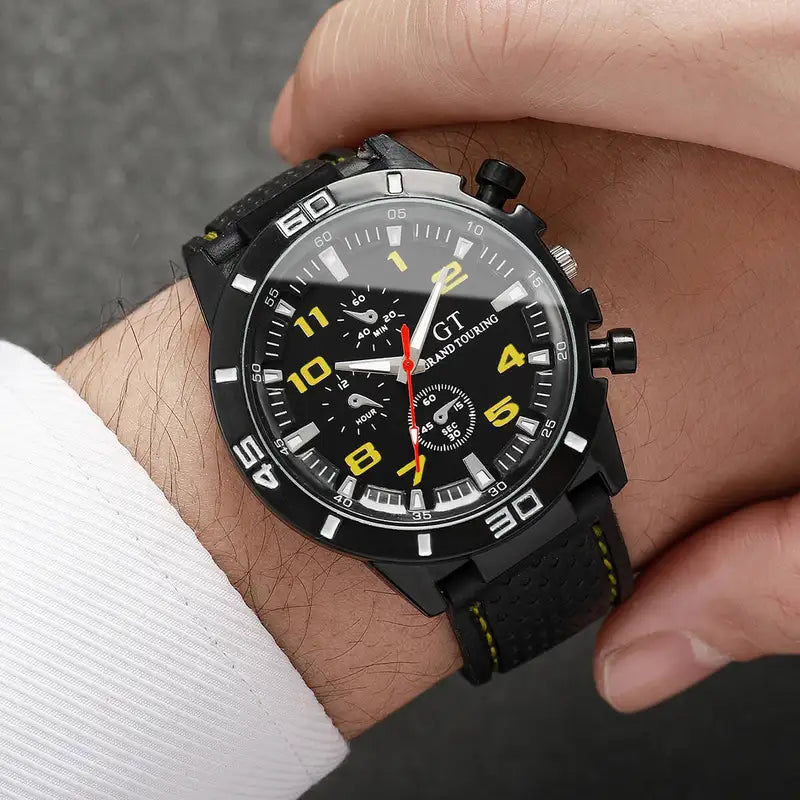Men's Sport Silicone Band Quartz Watch with Arabic Dial - Waterproof, Multiple Colors
