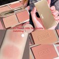 Colorful Peach Blush Palette - Natural Rose Pink Red Cheek Makeup with Shimmer