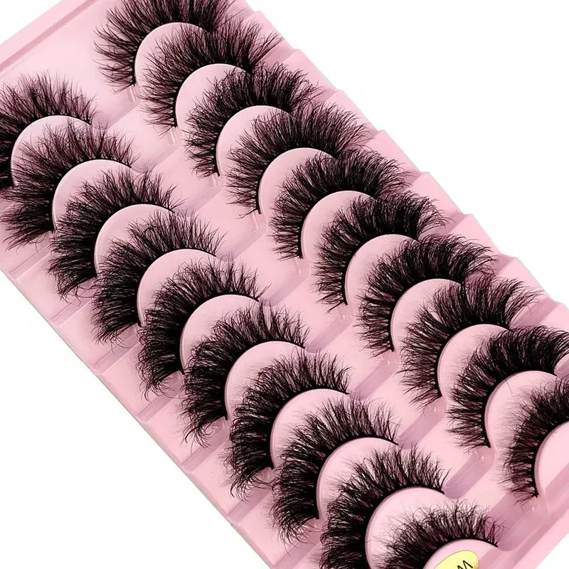 False Eyelash 10 Pairs Faux Mink Fluffy Dramatic Wispy Makeup Tools