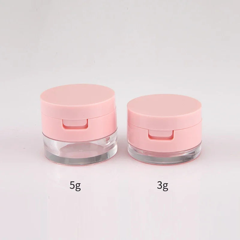 Portable Makeup Powder Container with Sifter and Mirror - Travel Cosmetic Jar