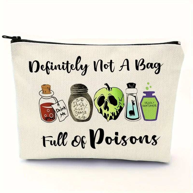 Large Capacity Makeup Bag with Zipper - Witch-Themed Cosmetic Pouch for Travel & Storage