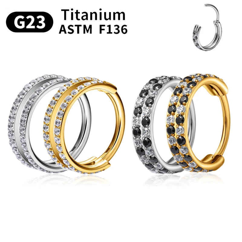 Titanium Nose Ring Clicker Hoop Body Jewelry Cartilage Helix Earrings Labret