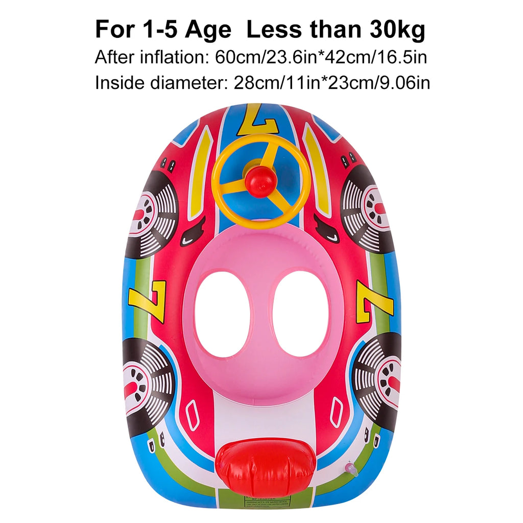Kids Car-Shaped Inflatable Pool Float Ring Seat for Summer Water Play