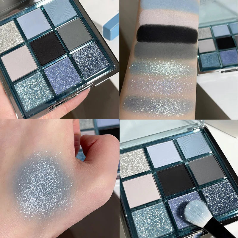 9-Color Eye Shadow Palette - Vibrant Waterproof Makeup for Festivals
