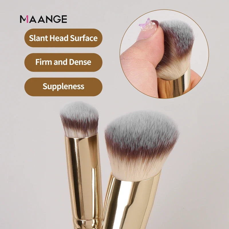 5-Piece Makeup Brush Set with Blush, Foundation & Contour Brushes - Portable Travel Kit