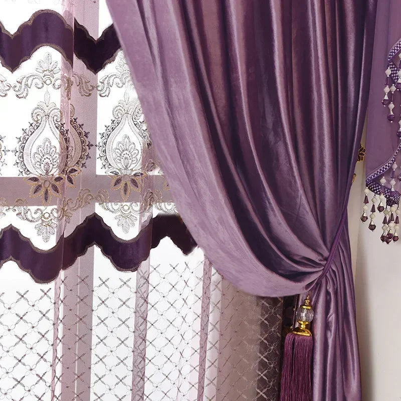 Luxurious European Style Velvet Curtains for Living Room & Bedroom - Custom Sizes
