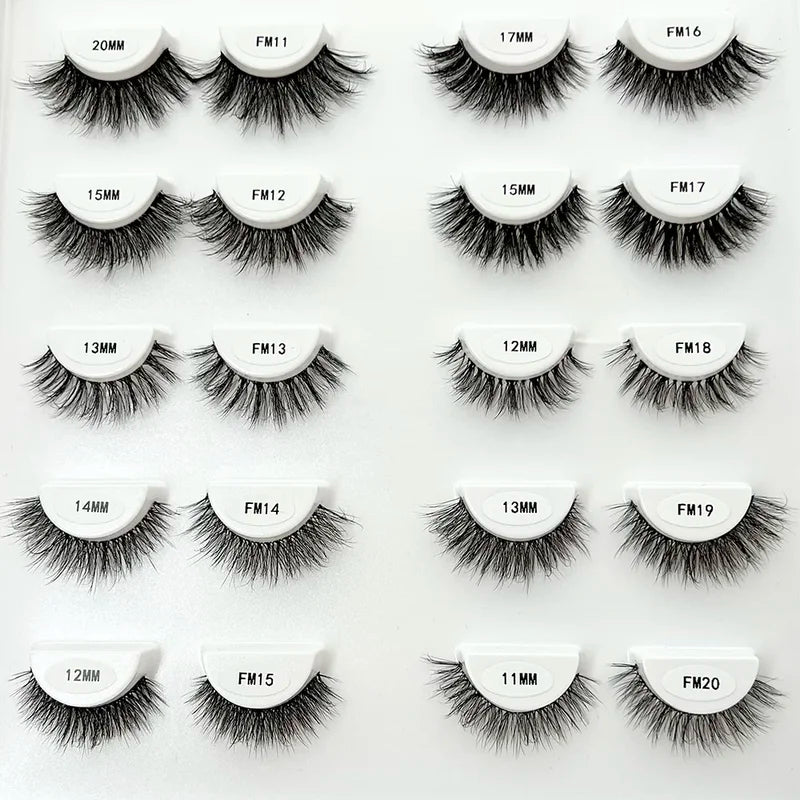 Clear Band 3D Mink False Eyelashes - Natural Fluffy Volume Wispy Lashes