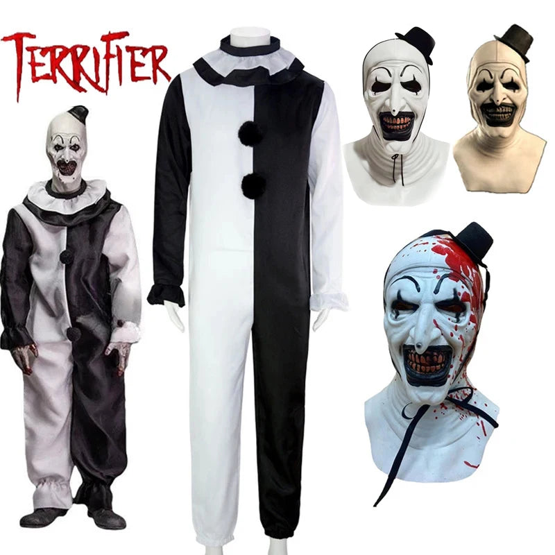 Art The Clown Cosplay Costume Jumpsuit Mask for Halloween & Movie Fans