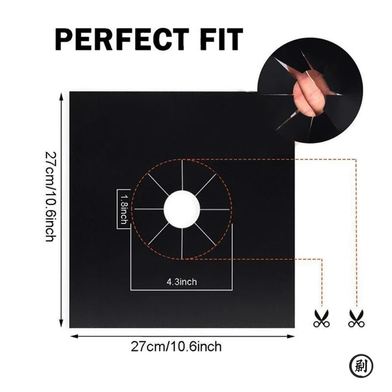 Gas Stove Surface Protection Pads Set - Washable Oil & Dirt Resistant, 27cm, 4 Pieces