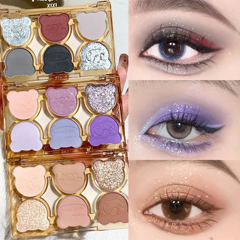 Colorful Eyeshadow Palette with Glitter & Pearly Finishes - 6 Shades for Eye Makeup
