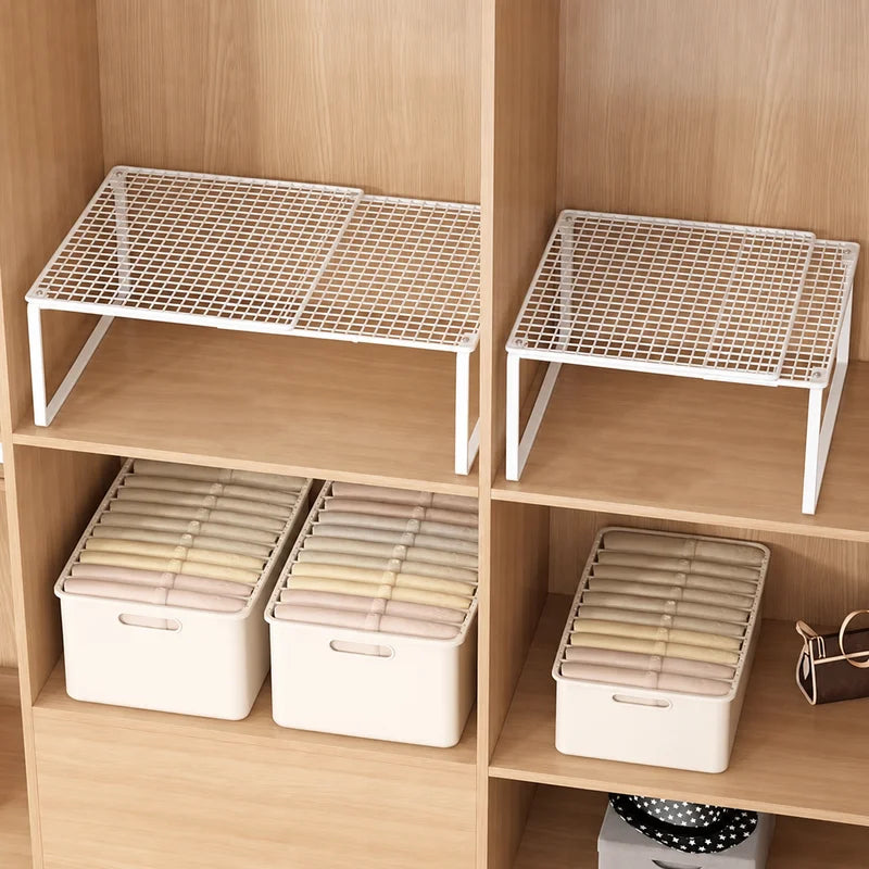 Stackable Telescopic Closet Shelf Organizer - Adjustable Wardrobe Divider