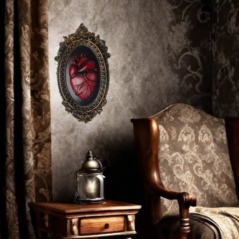 Resin Heart Wall Art Decor Gothic Style Wall Panels for Living Room & Halloween