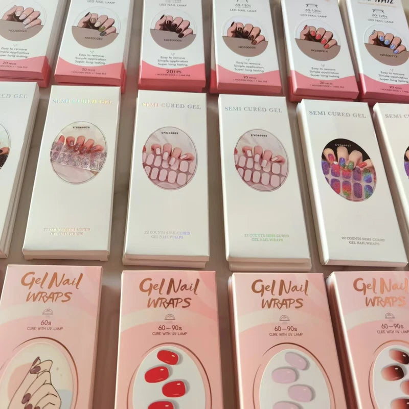Semi Cured Gel Nail Stickers - Long-Lasting Nail Wraps for UV & LED Light