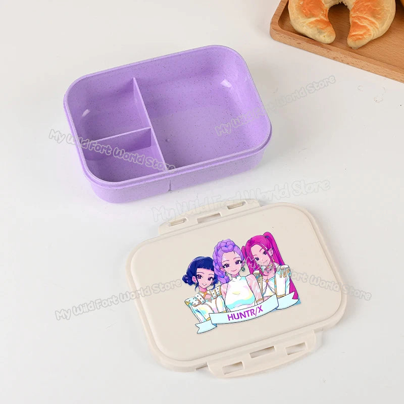 Kids Lunch Box Bento Container with Dinnerware - Cute & Portable Food Storage