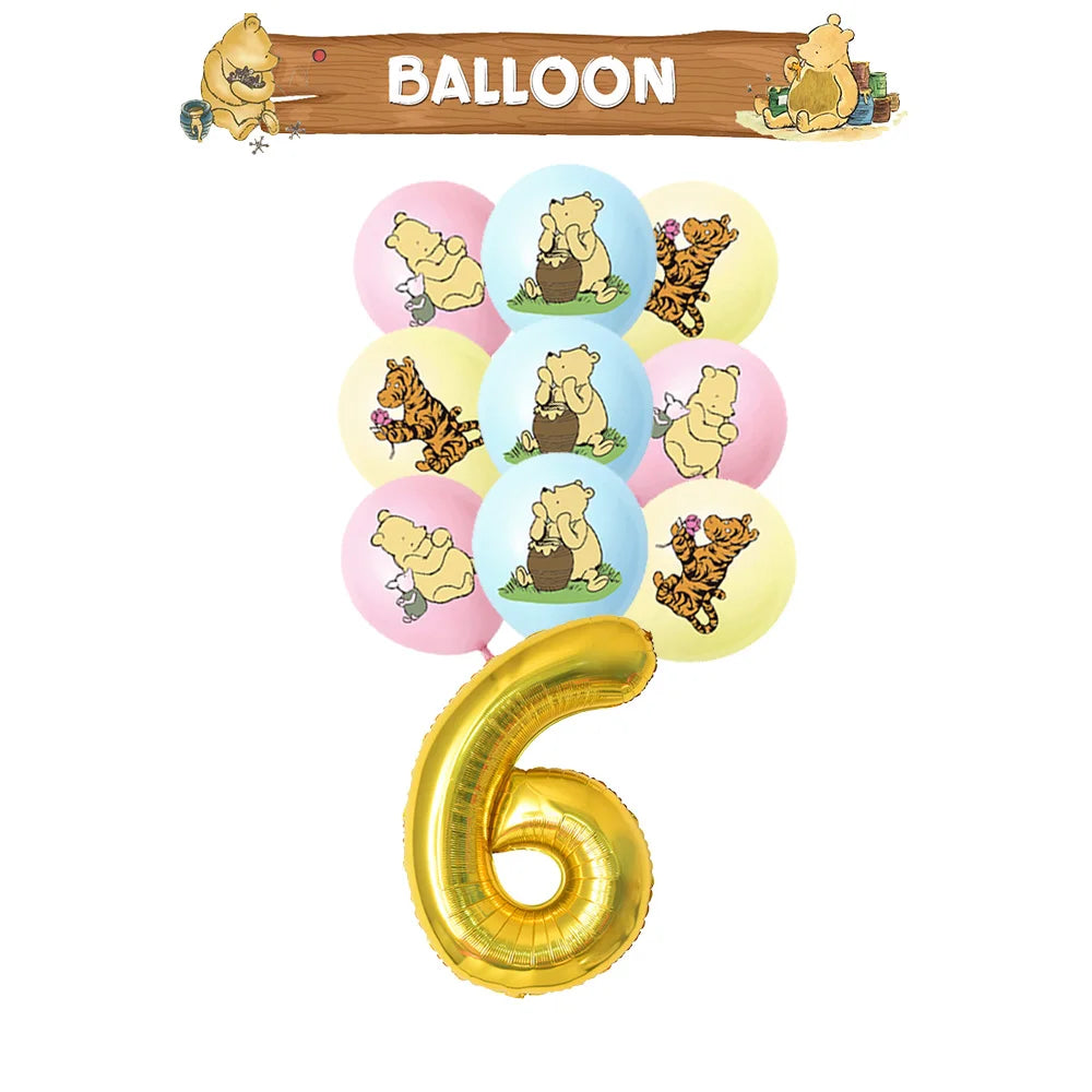 Winnie the Pooh Birthday Party Supplies Set – Disposable Plates Cups Napkins Banners for Kids & Baby Showers