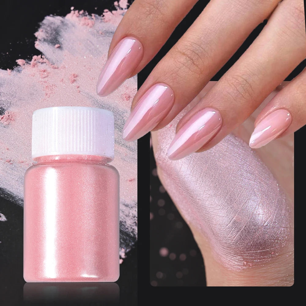White Pearlescent Nail Powder 10g Mirror Chrome Dust for Nail Art & Decor