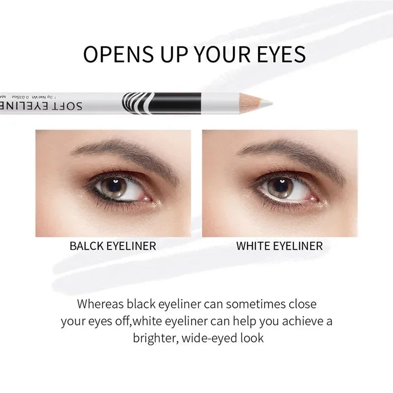 White Waterproof Eyeliner Pencil for Brightening and Eye Definition - Soft & Long-Lasting Makeup Tool