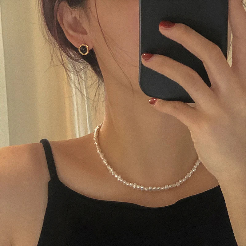 Freshwater Pearl Necklace 4-5mm Baroque with 5cm Extend Chain in Sterling Silver