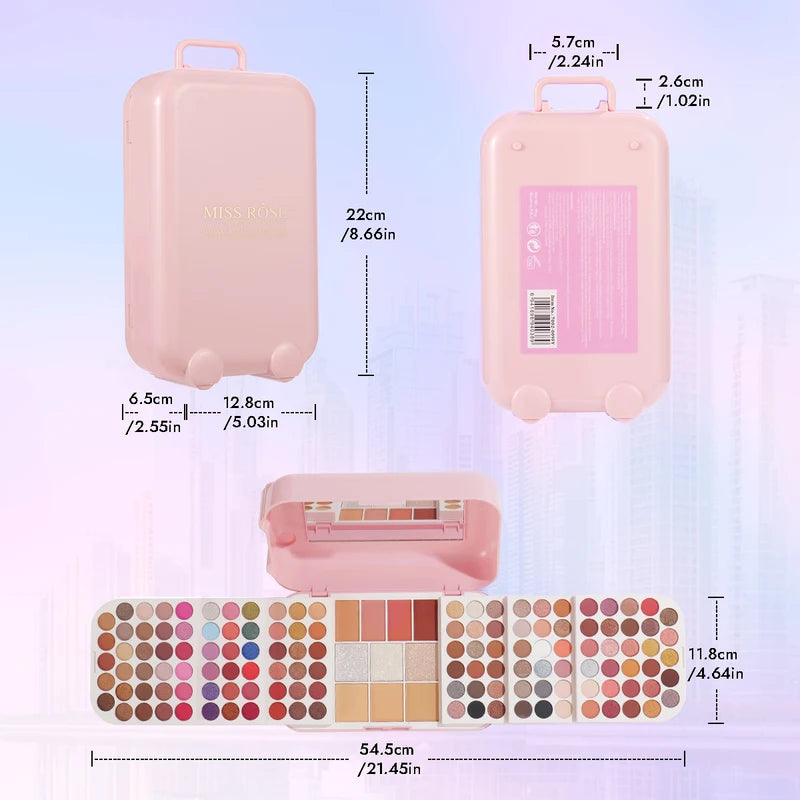 Portable Makeup Palette with Mirror - Travel Cosmetic Set for Women