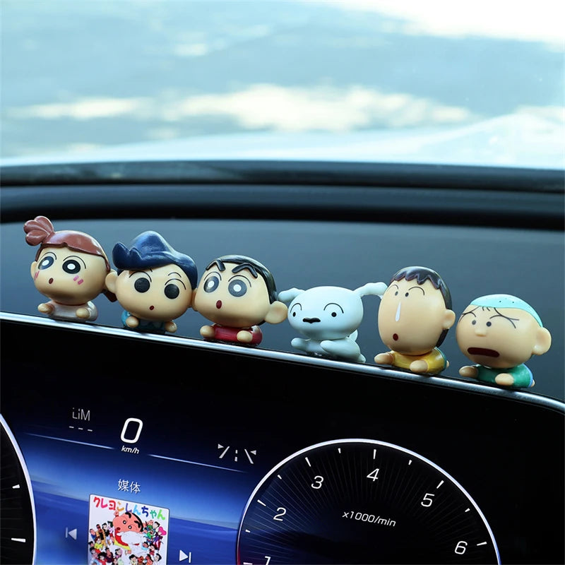 6Pcs Cartoon Action Figures Set - Kawaii PVC Mini Dolls for Desk & Car Decor