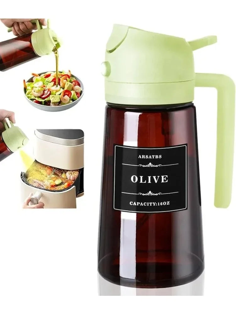 2-in-1 Glass Oil Dispenser Spray Bottle 16oz Leakproof Kitchen Utensil