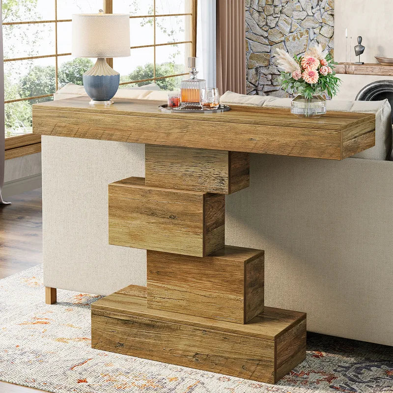 Farmhouse Console Table - 42.5 Inch Narrow Wood Sofa & Entryway Accent Table