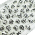 10pcs Vintage Punk Skull Alloy Finger Rings for Men Women Party Jewelry Gifts