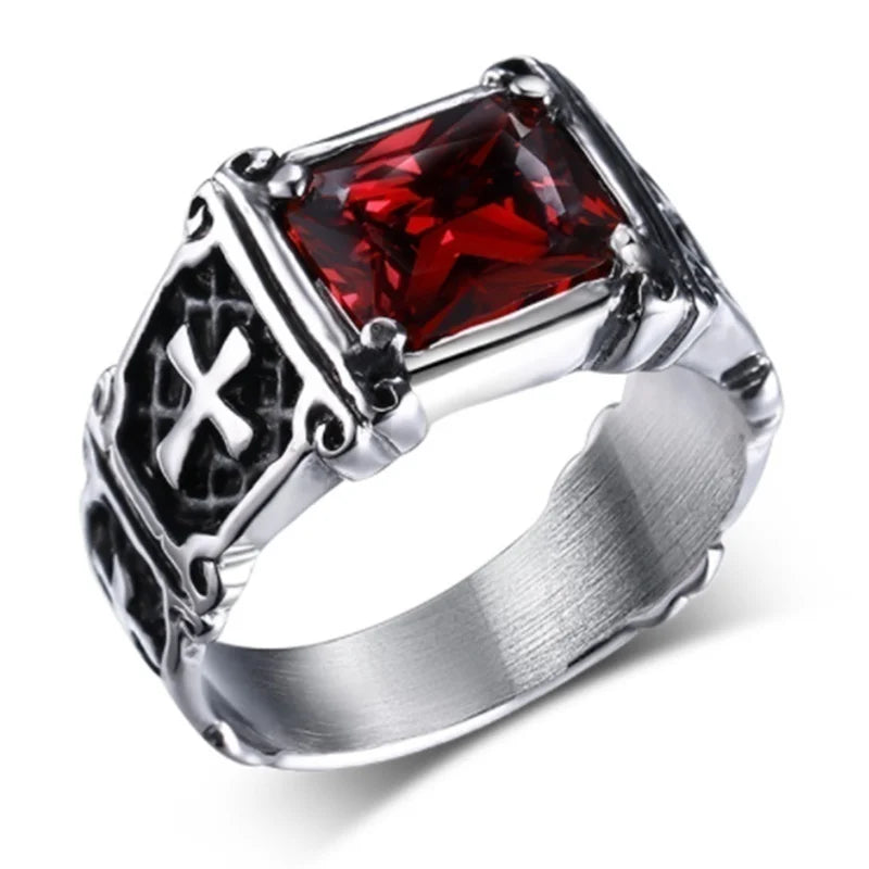 Men's Cross Pattern Zircon Ring Charm - Party Jewelry Accessory Gift