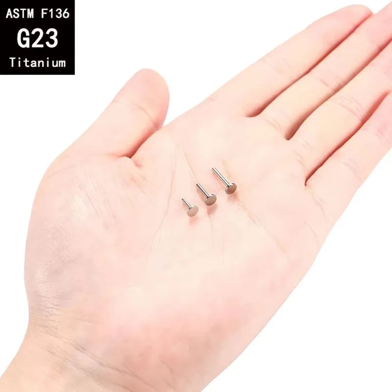 Labret Rod Internal Thread Titanium Nose & Tragus Piercing Jewelry 16G-14G
