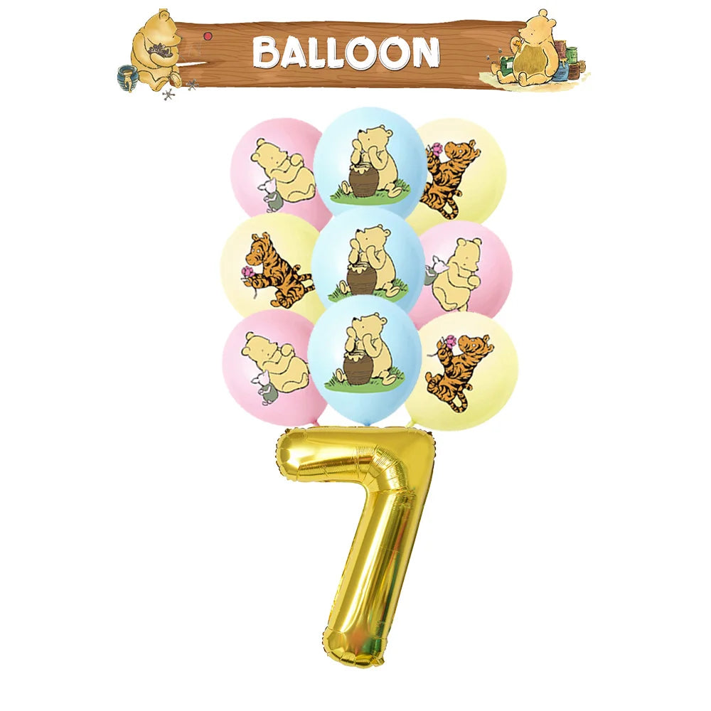 Winnie the Pooh Birthday Party Supplies Set – Disposable Plates Cups Napkins Banners for Kids & Baby Showers