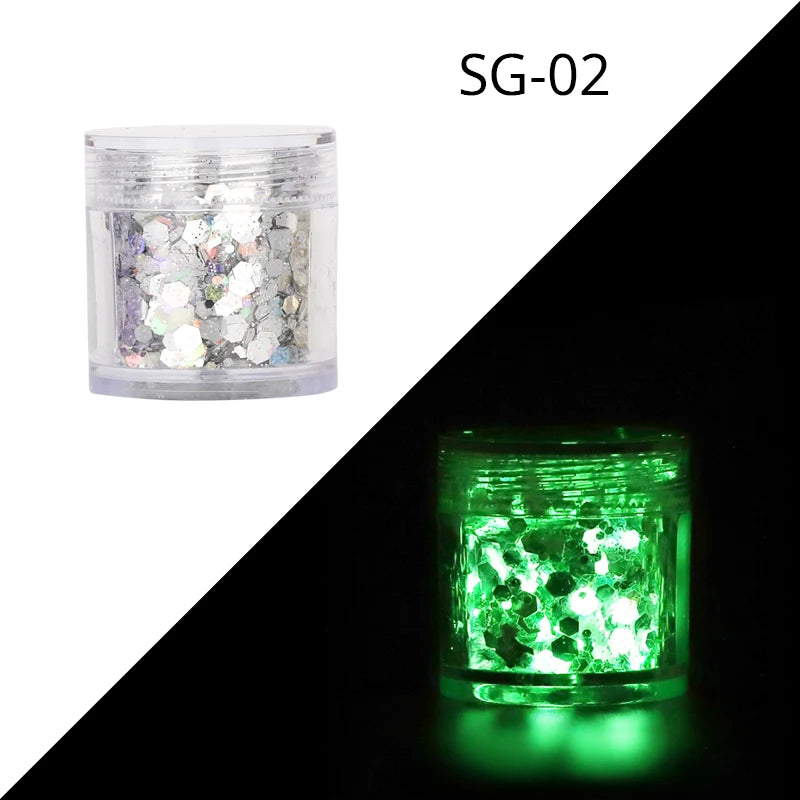 Glow in the Dark Pigment Powder for Nail Decoration Long-lasting Fluorescent Glitter