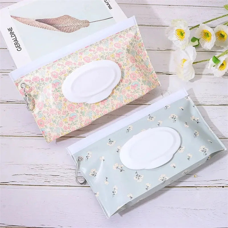 Portable Waterproof Baby Wipe Pouch with Flip Cover & Strap Reusable Case
