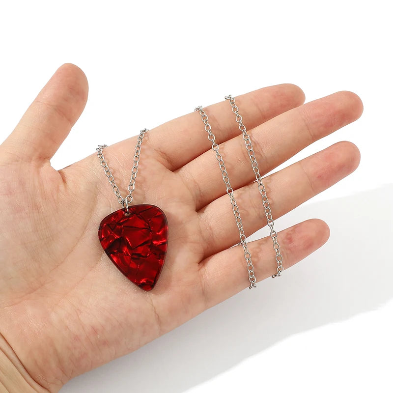 Cosplay Heart Guitar Pick Pendant Necklace Choker Halloween Accessory