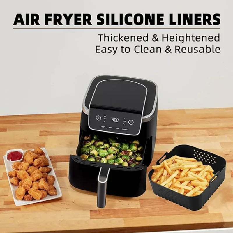 Reusable Silicone Air Fryer Liners 22.5cm Non-Stick Basket for 5-8QT Air Fryers