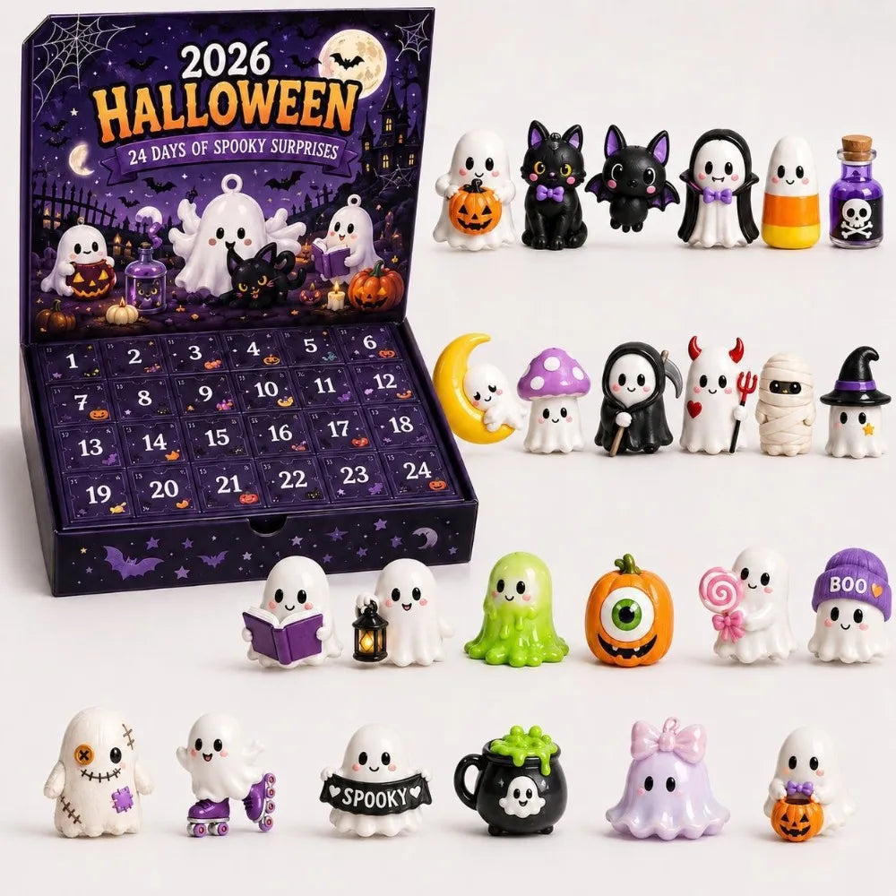 Halloween Advent Calendar with Spooky Acrylic Ornaments - 24 Days Countdown Gift Set