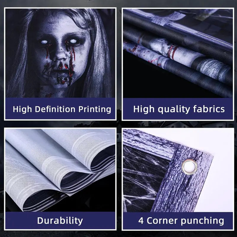 Halloween Ghost Curtain Decorations 2 Pack - Indoor/Outdoor Window Coverings