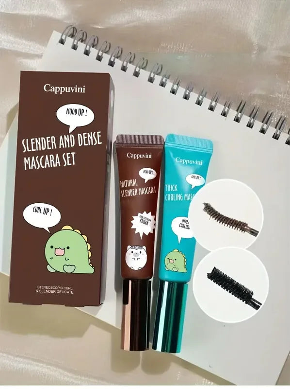 Waterproof & Long-Lasting Curl Mascara Set - Brown & Black Eyelash Makeup