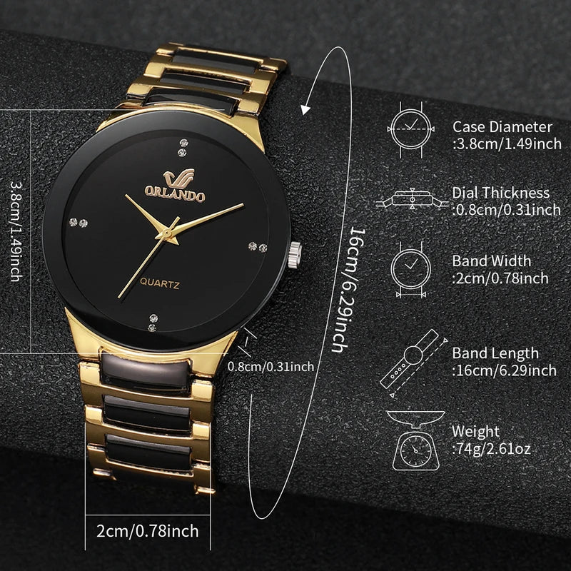 Couples' Analog Quartz Watches Set - Stainless Steel Band Men Women