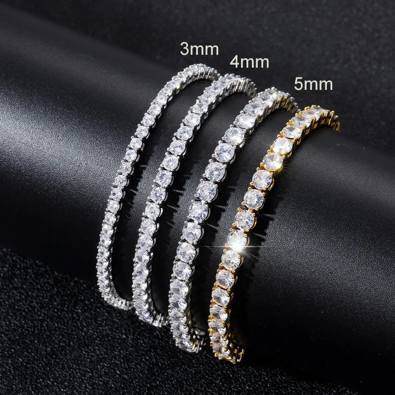 Iced Out Crystal Tennis Bracelet for Men Women Punk Hip Hop Jewelry