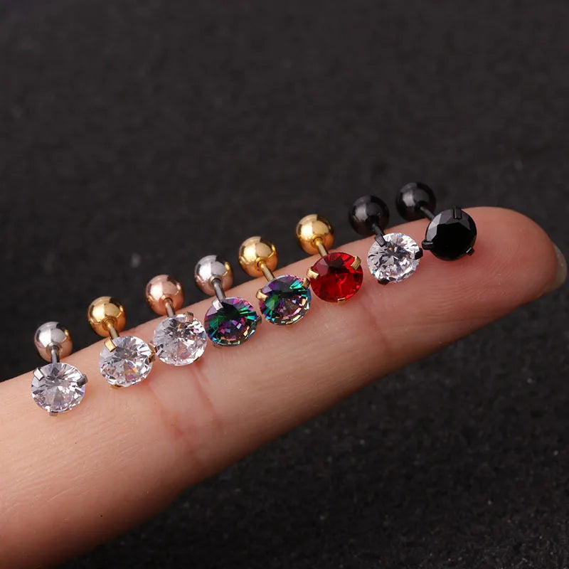 Cubic Zircon Stainless Steel Piercing Earring for Men Women - Cartilage Helix Tragus Stud Jewelry