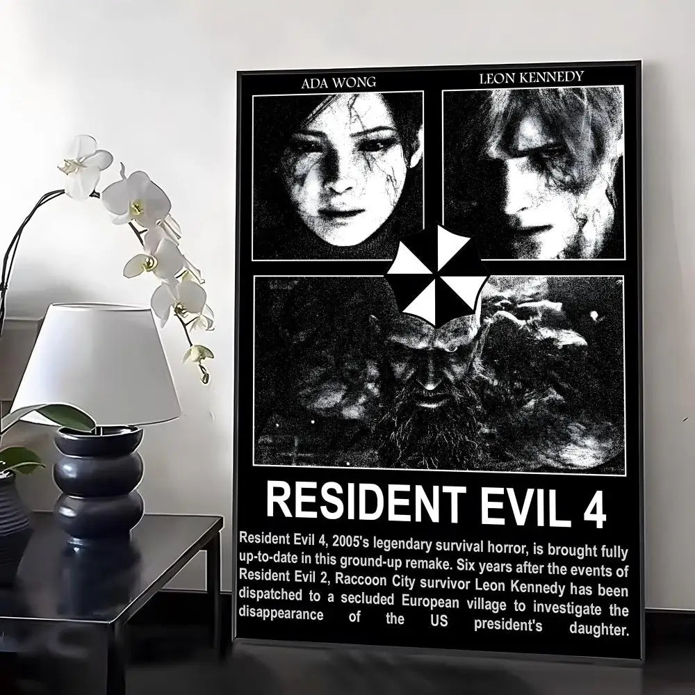 Resident Evil 4 Game Poster Oil Painting Canvas Wall Art Home Decor