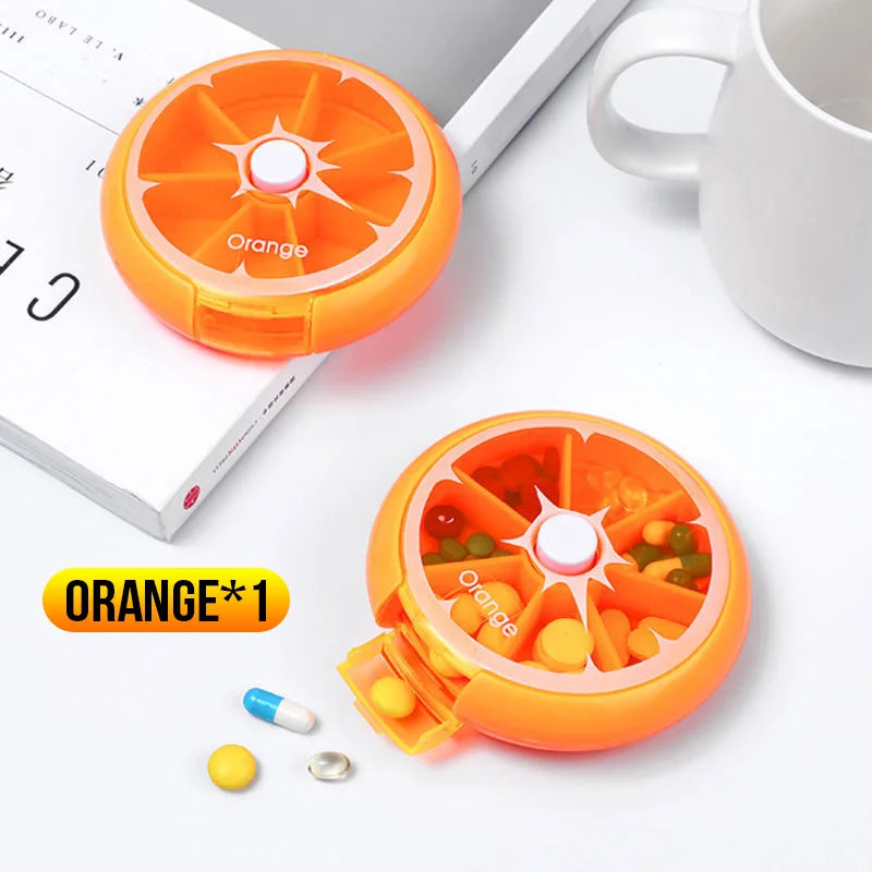 Round Medicine Storage Box 7-Grid Portable Weekly Organizer with Sealed Lid