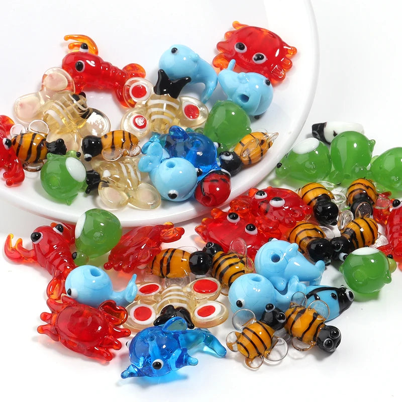 Cartoon Animal Glass Beads for Jewelry Making - 2-10pcs Loose Spacer Beads