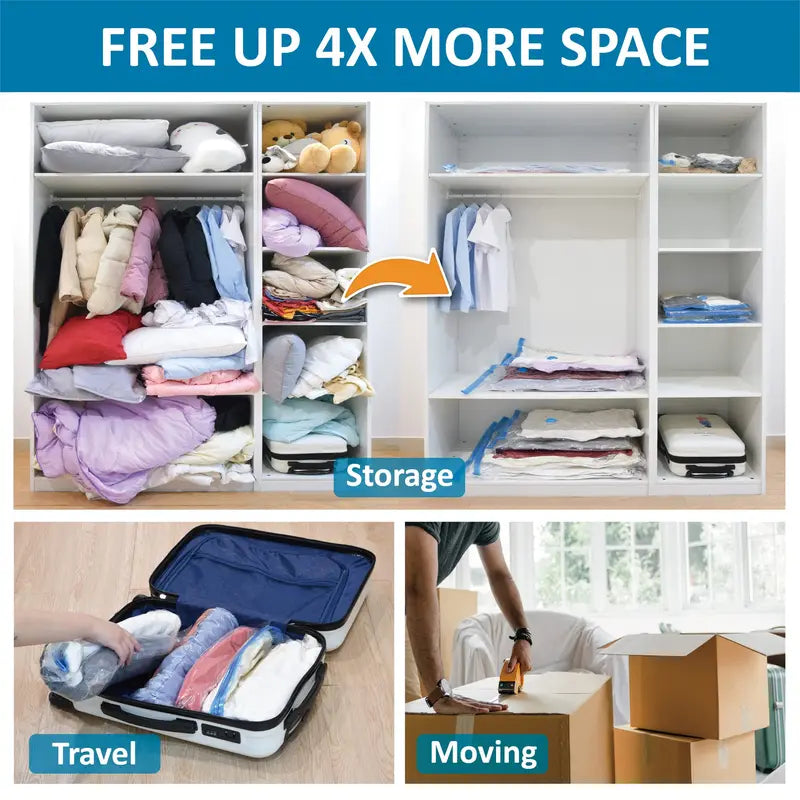 20 Pack Vacuum Storage Bags Space Saver Compression for Clothes & Comforters