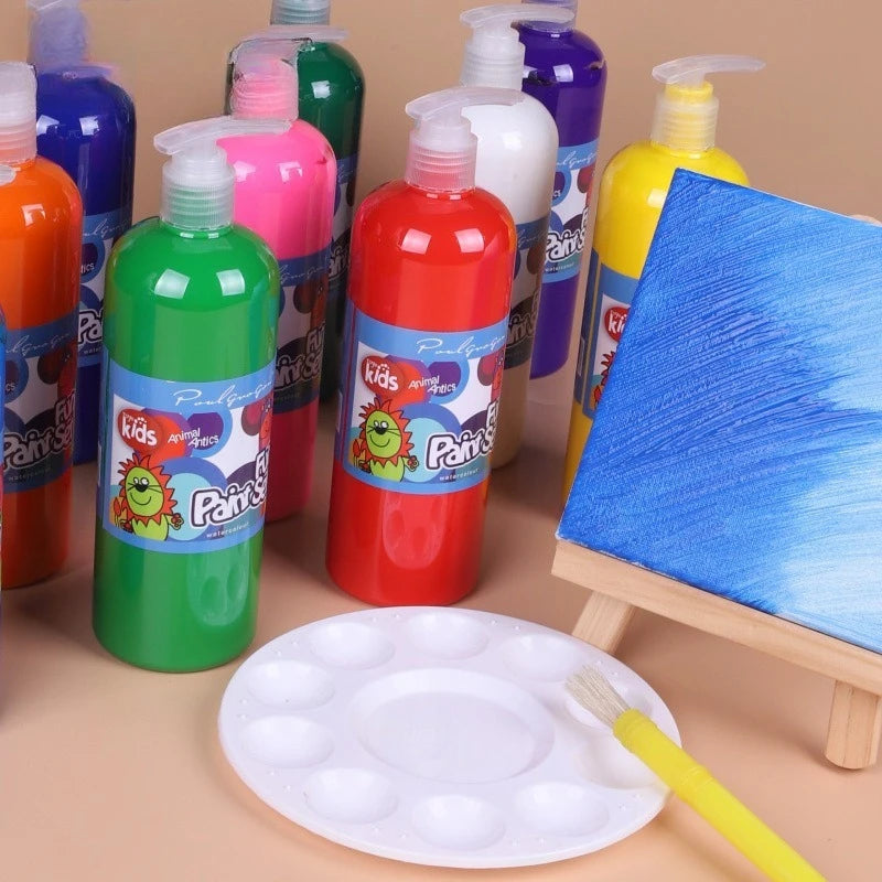Large Washable Kids Paint Set - 12 Colors Non-Toxic Acrylic Craft Supplies